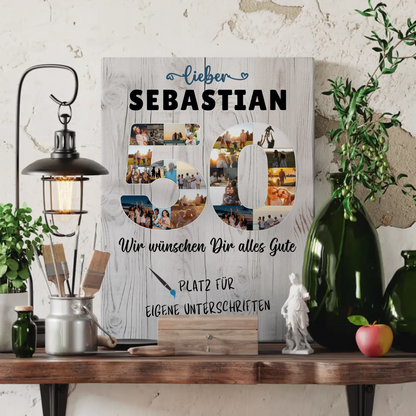 Personalisierte Fotoleinwand 50 Geburtstag für Papa oder Bruder