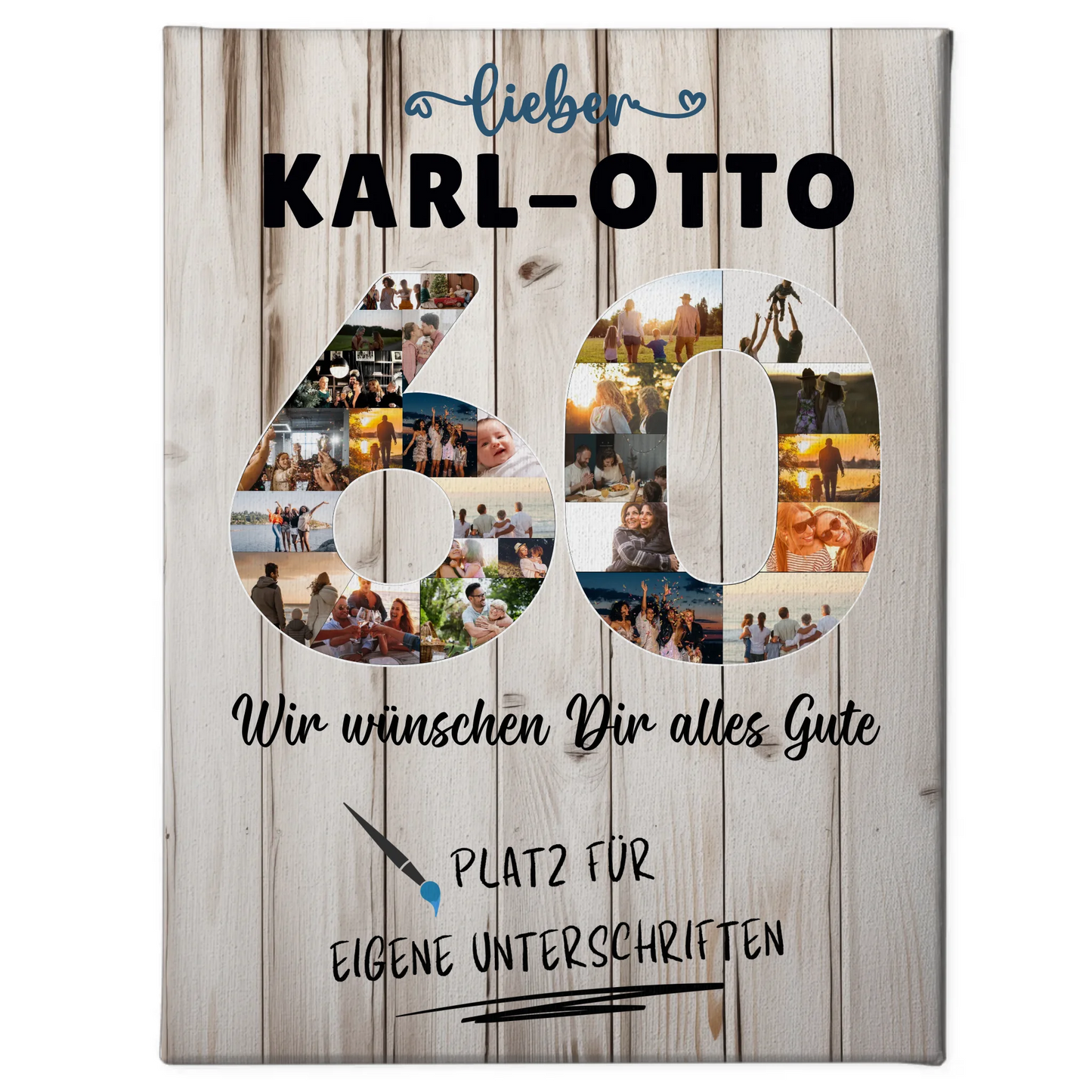 Personalisierte Fotoleinwand mit Unterschriften 60 Geburtstag Opa Papa