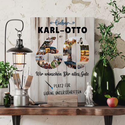 Personalisierte Fotoleinwand mit Unterschriften 60 Geburtstag Opa Papa