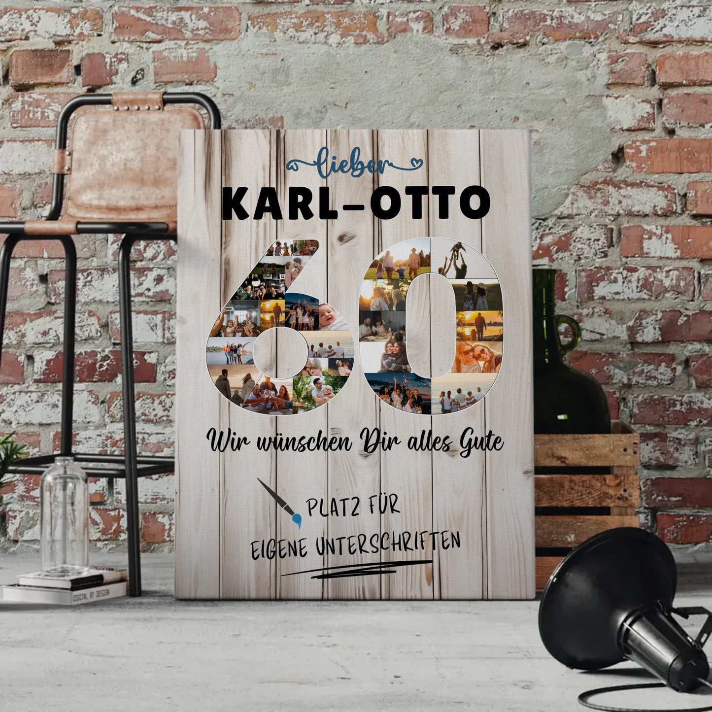 Personalisierte Fotoleinwand mit Unterschriften 60 Geburtstag Opa Papa