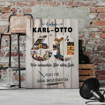 Personalisierte Fotoleinwand mit Unterschriften 60 Geburtstag Opa Papa
