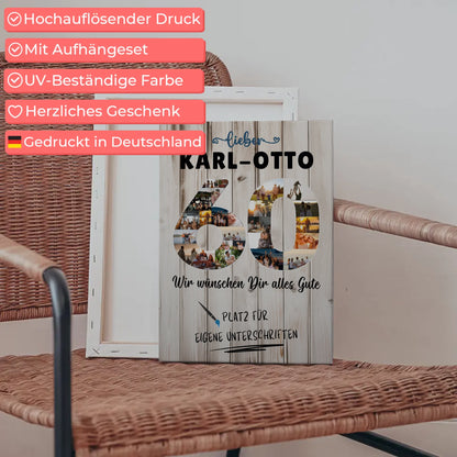 Personalisierte Fotoleinwand mit Unterschriften 60 Geburtstag Opa Papa