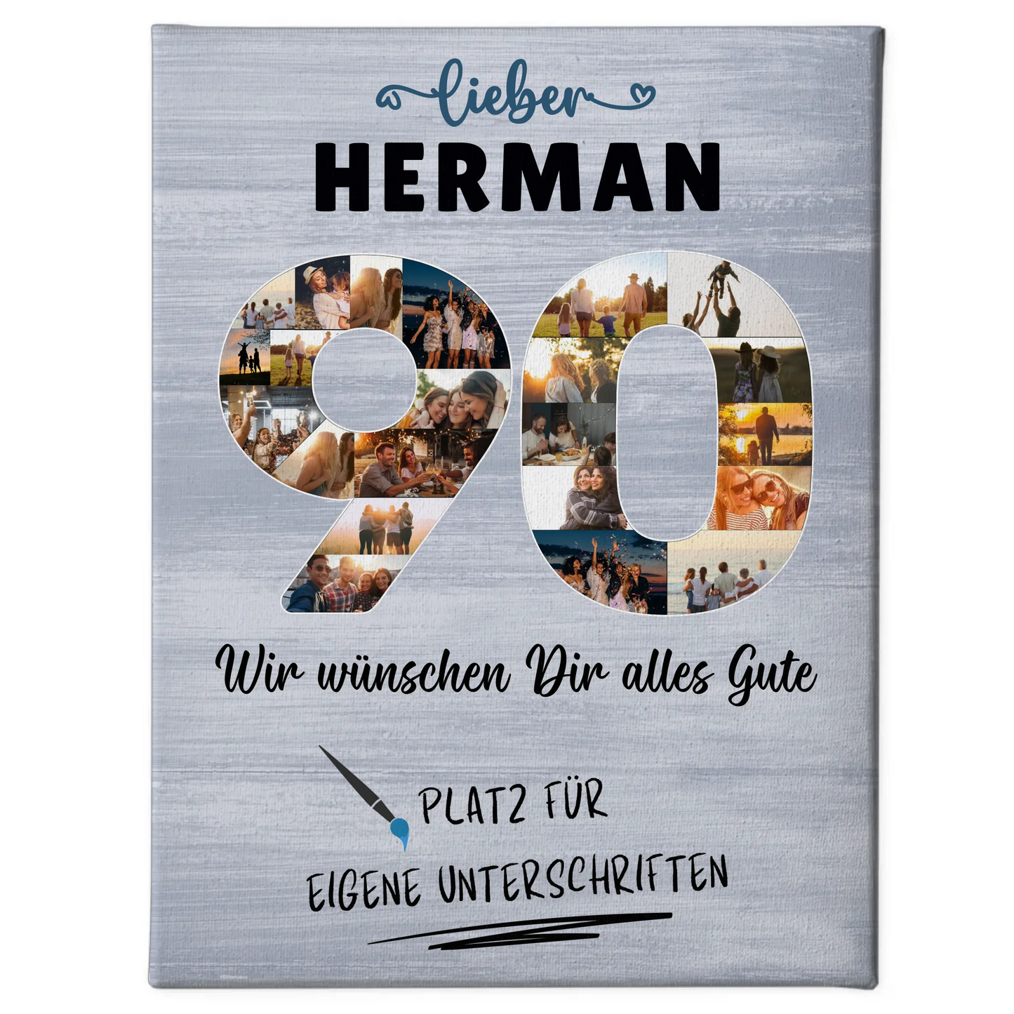 Personalisierte Fotoleinwand mit Wunschtext 90 Geburtstag Opa Papa