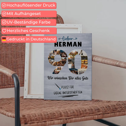 Personalisierte Fotoleinwand mit Wunschtext 90 Geburtstag Opa Papa