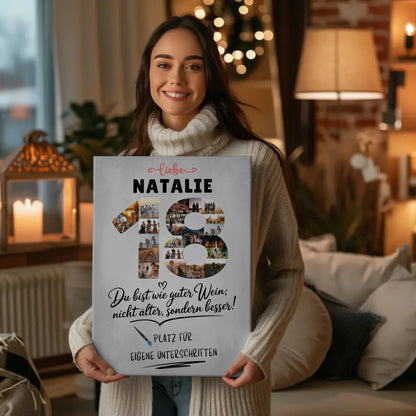Personalisierte Fotoleinwand 18 Geburtstag mit Fotos Unterschriften