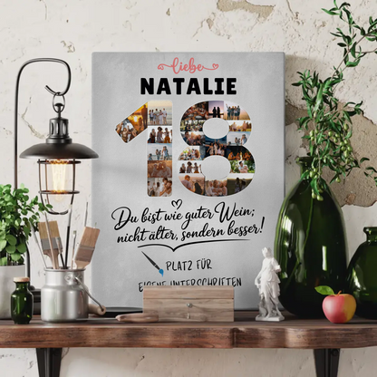Personalisierte Fotoleinwand 18 Geburtstag mit Fotos Unterschriften