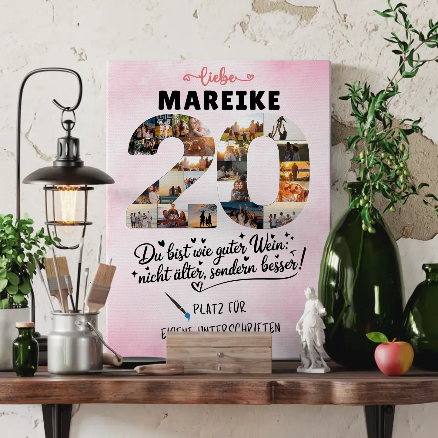 Personalisierte Fotoleinwand 20 Geburtstag mit Unterschriften