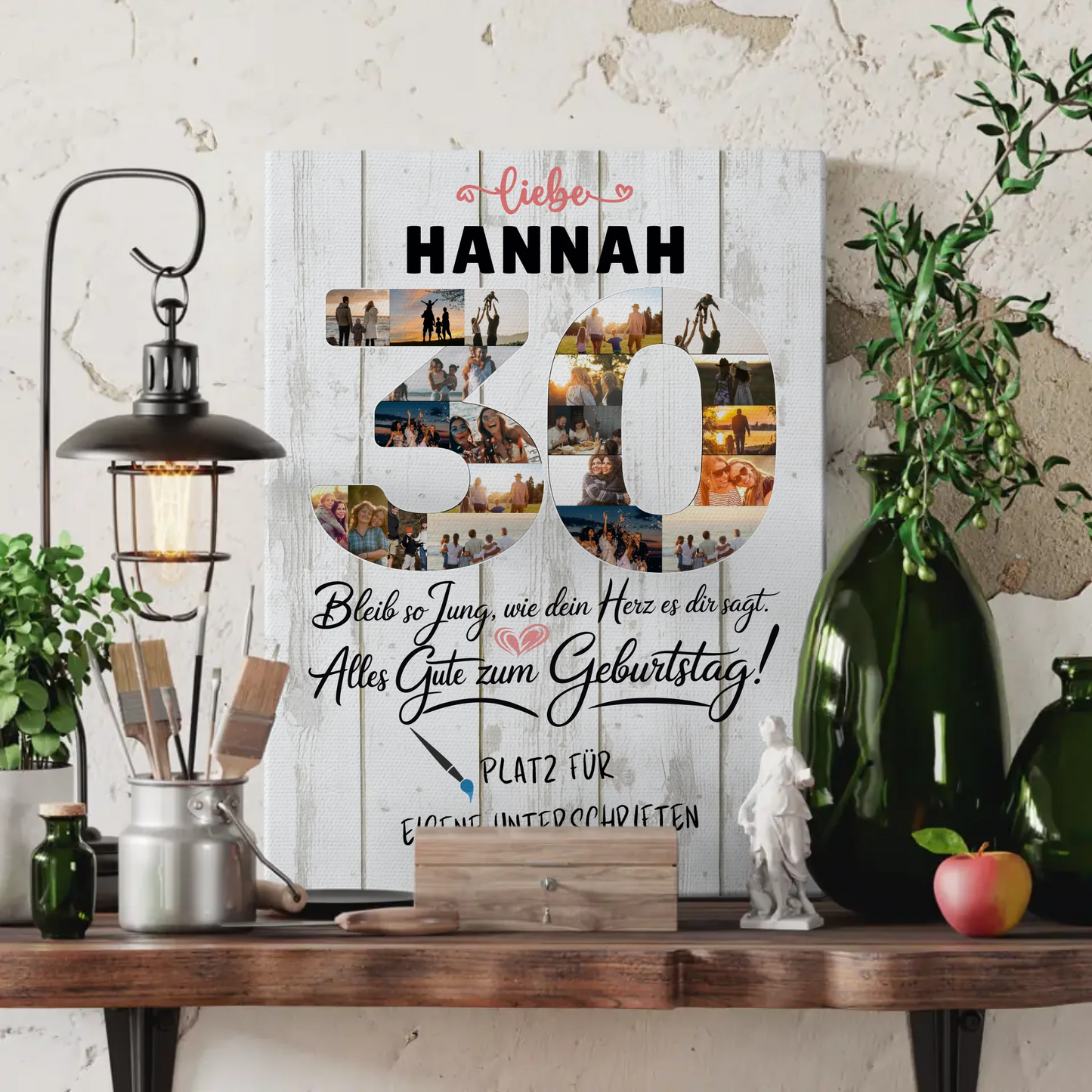 Personalisierte Fotoleinwand für Unterschriften 30 Geburtstag mit Fotos und Wunsch Name