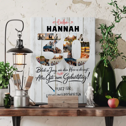 Personalisierte Fotoleinwand für Unterschriften 30 Geburtstag mit Fotos und Wunsch Name
