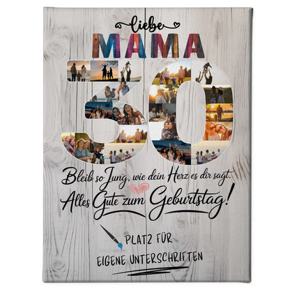 Personalisierte Fotoleinwand Mama 30 Geburtstag mit Unterschriften