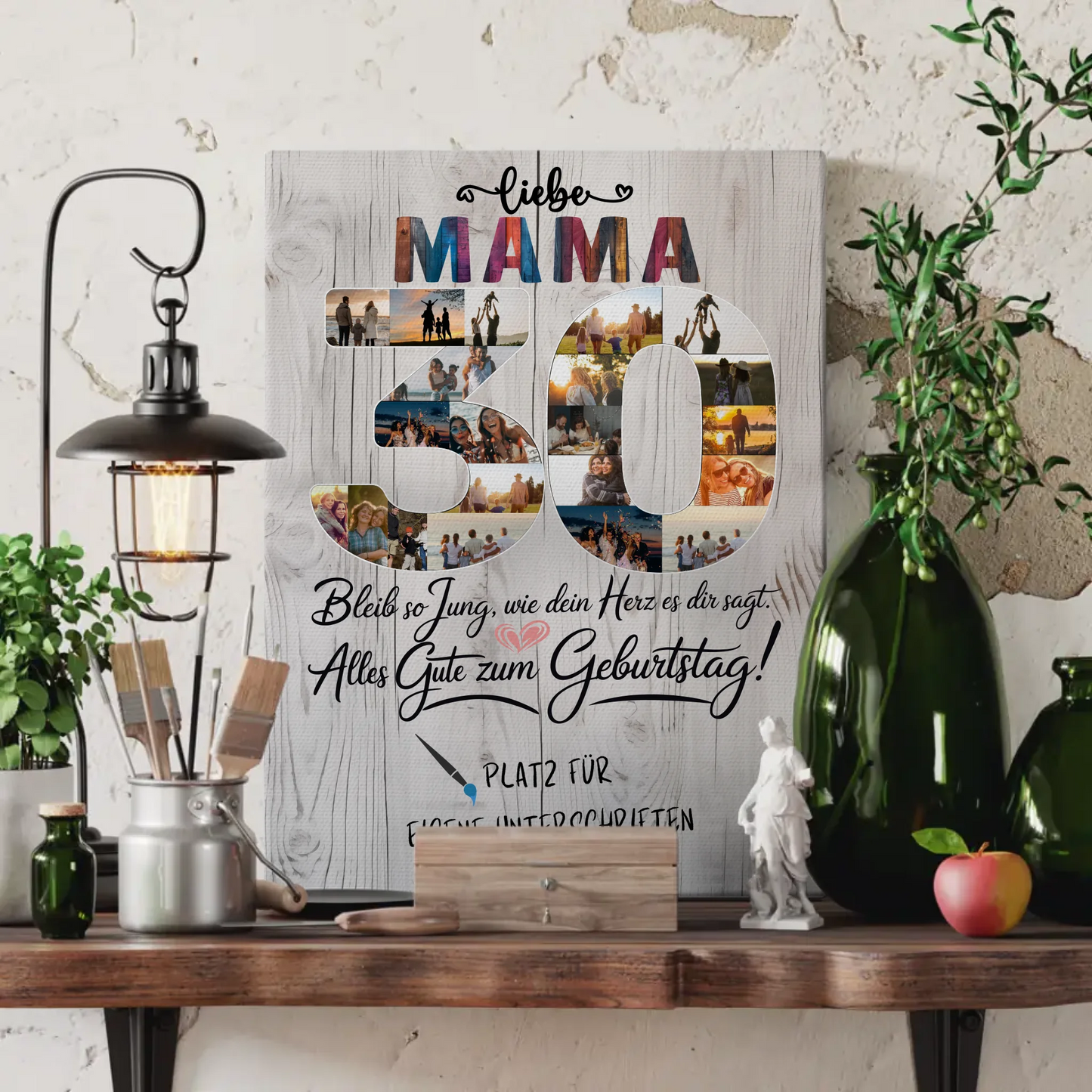 Personalisierte Fotoleinwand Mama 30 Geburtstag mit Unterschriften