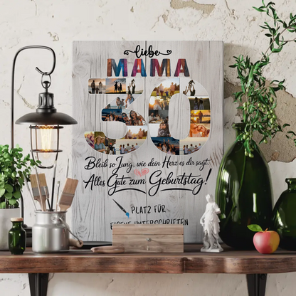 Personalisierte Fotoleinwand Mama 30 Geburtstag mit Unterschriften