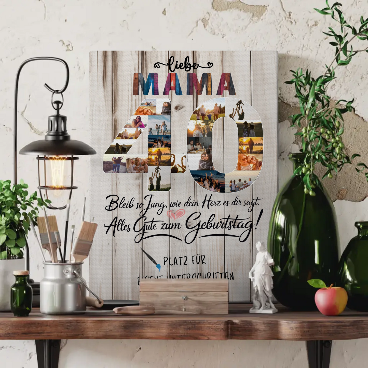 Personalisierte Fotoleinwand 40 Geburtstag Mama mit Unterschriften