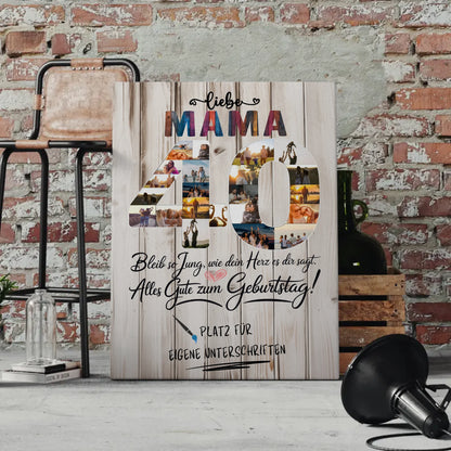 Personalisierte Fotoleinwand 40 Geburtstag Mama mit Unterschriften