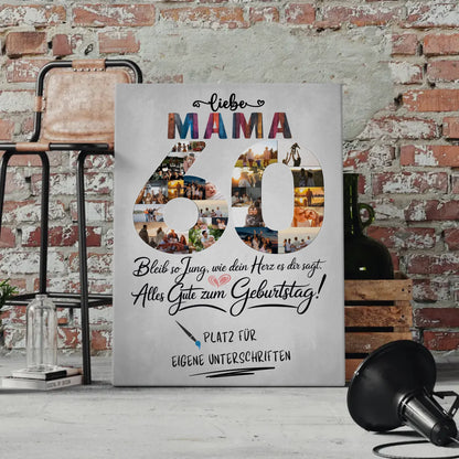 Personalisierte Fotoleinwand Mama 60 Geburtstag mit Unterschriften