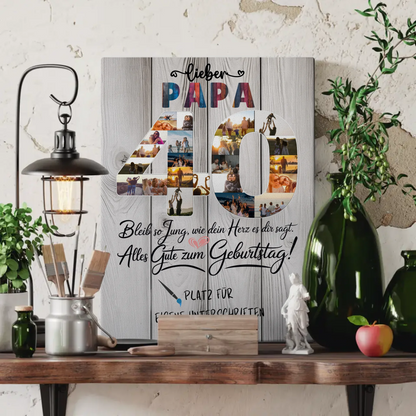 Personalisierte Fotoleinwand Papa 40 Geburtstag mit Unterschriften