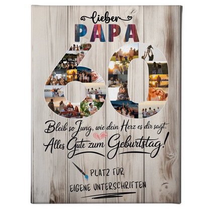 Personalisierte Fotoleinwand mit Unterschriften Papa 60 Geburtstag Fotos
