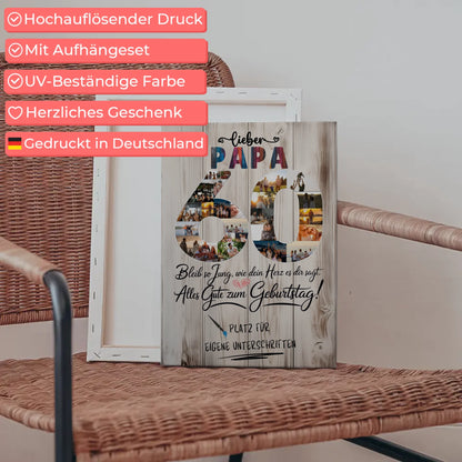 Personalisierte Fotoleinwand mit Unterschriften Papa 60 Geburtstag Fotos
