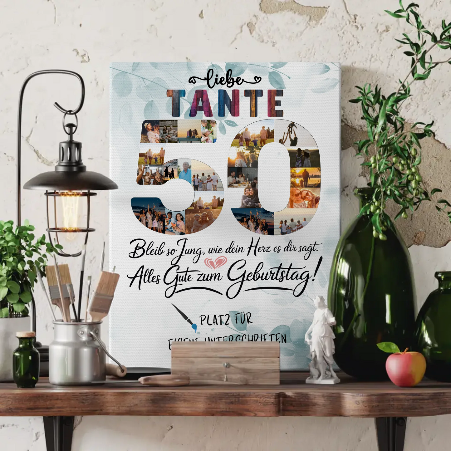 Personalisierte Fotoleinwand Tante 50 Geburtstag mit Unterschriften