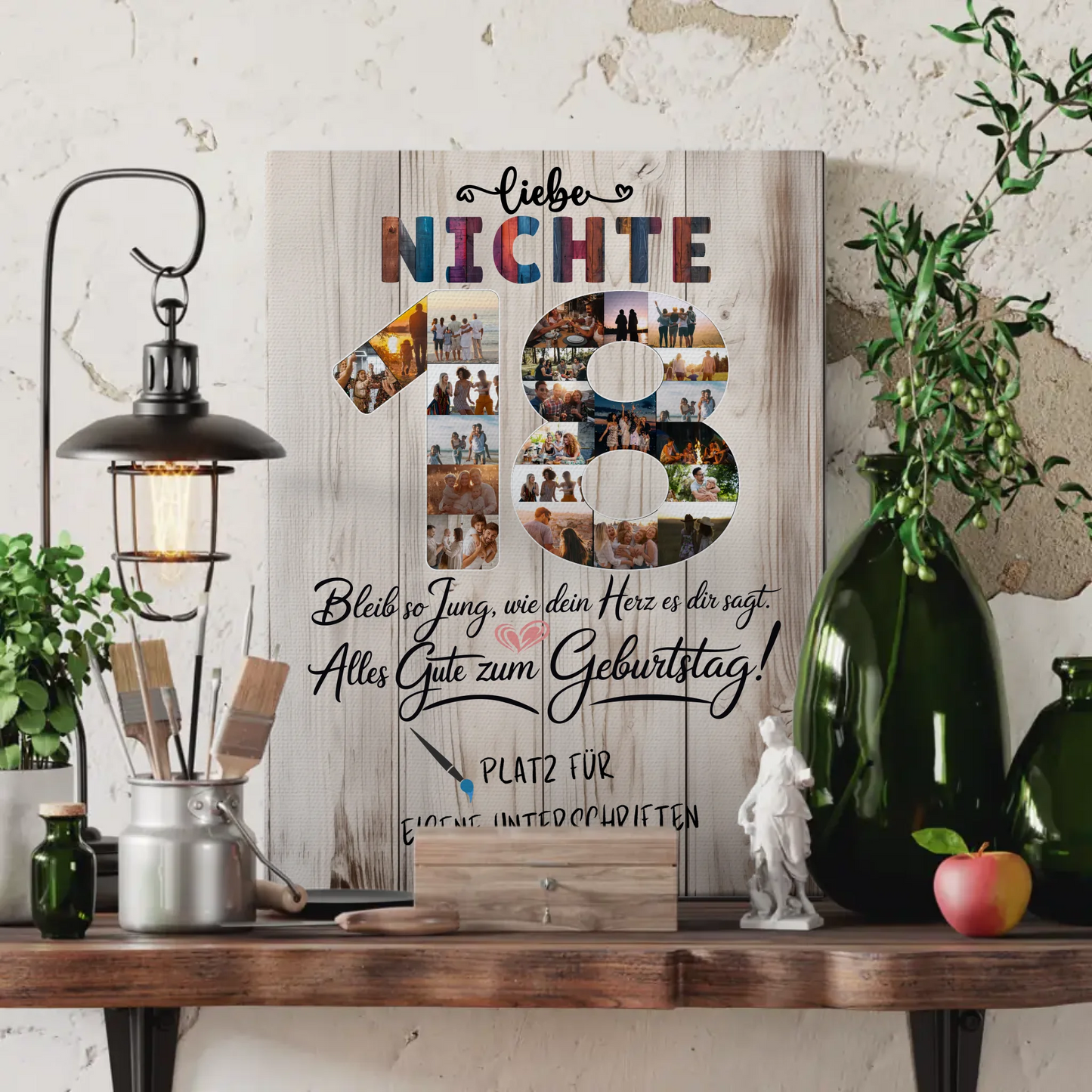 Personalisierte Fotoleinwand Nichte 18 Geburtstag mit Unterschriften