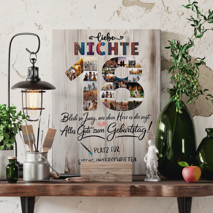 Personalisierte Fotoleinwand Nichte 18 Geburtstag mit Unterschriften