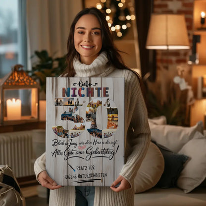 Personalisierte Fotoleinwand mit Unterschriften Nichte 30 Geburtstag