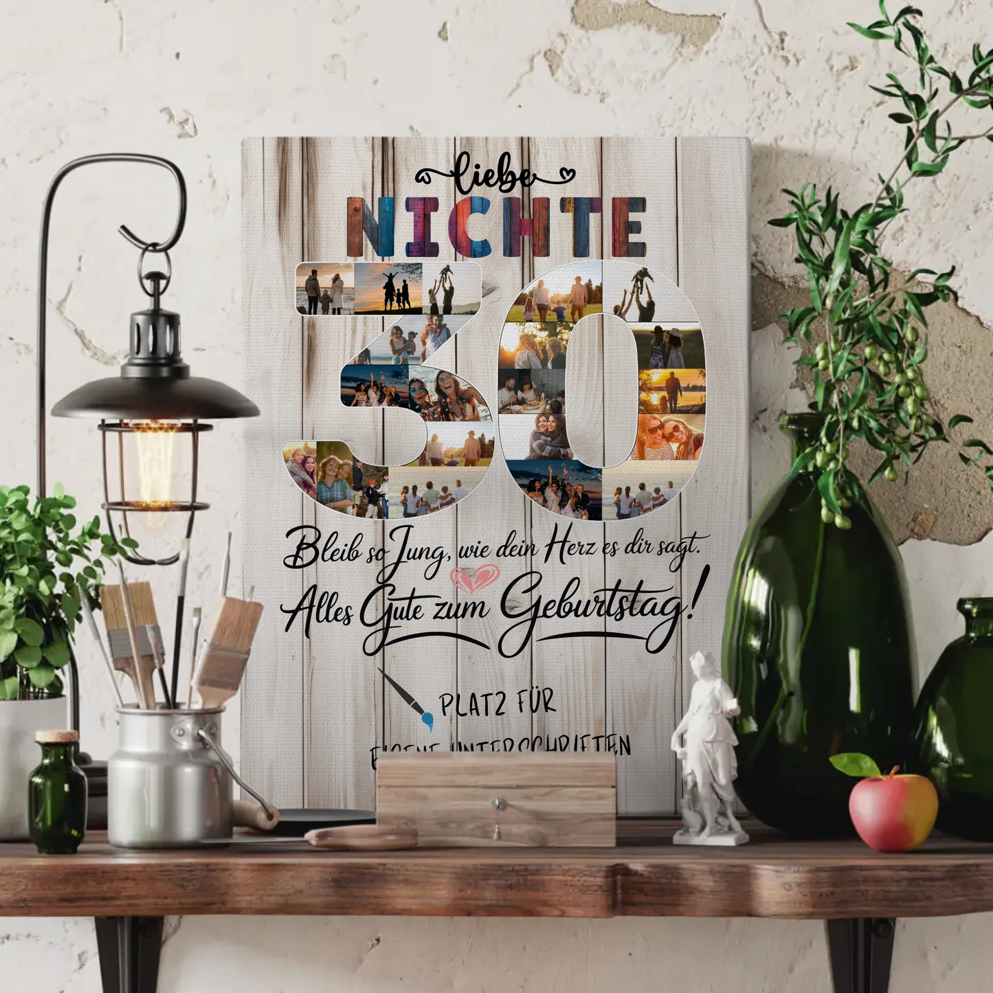 Personalisierte Fotoleinwand mit Unterschriften Nichte 30 Geburtstag