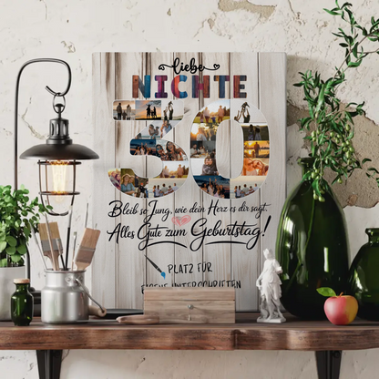 Personalisierte Fotoleinwand mit Unterschriften Nichte 30 Geburtstag