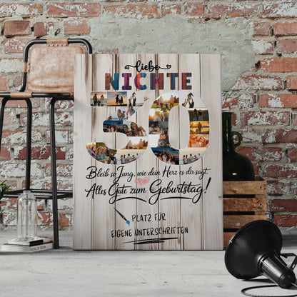 Personalisierte Fotoleinwand mit Unterschriften Nichte 30 Geburtstag