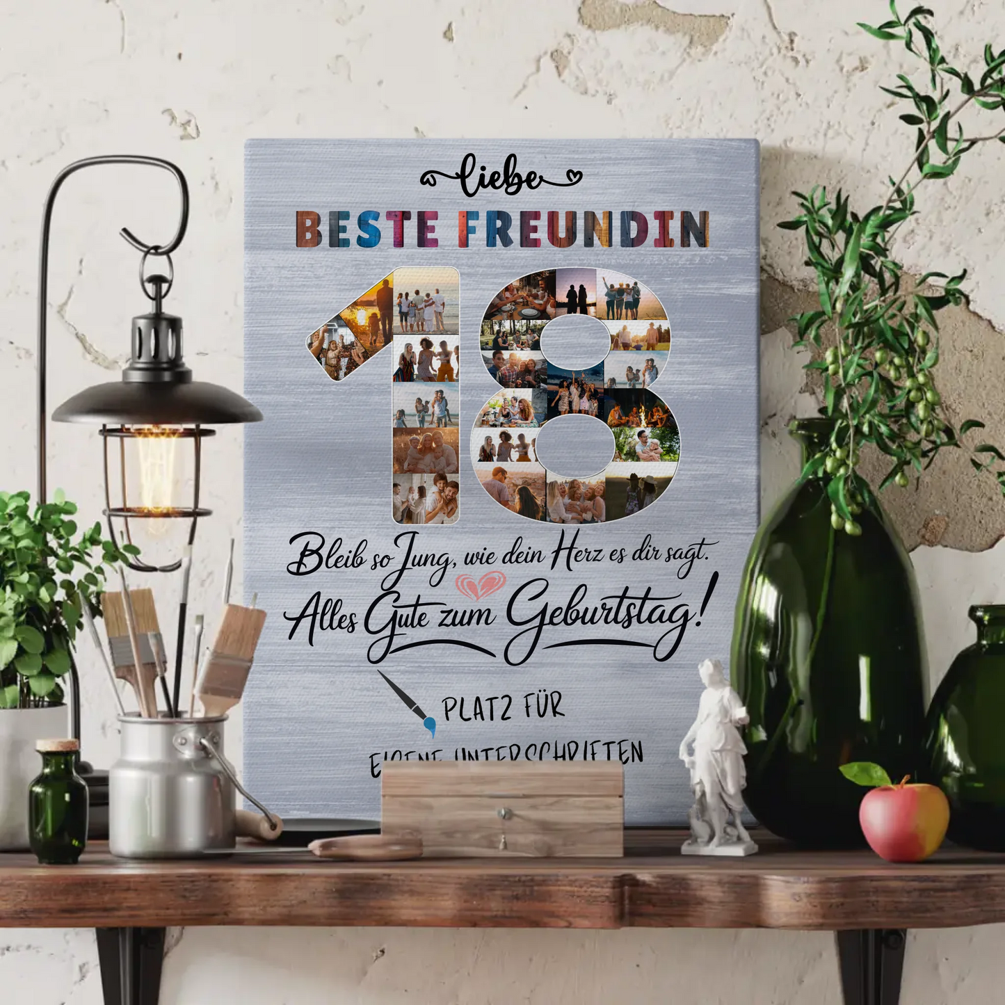 Personalisierte Fotoleinwand mit Unterschriften Beste Freundin 18 Geburtstag Fotos
