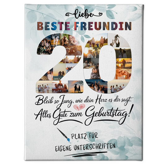 Personalisierte Fotoleinwand Beste Freundin 20 Geburtstag Fotos
