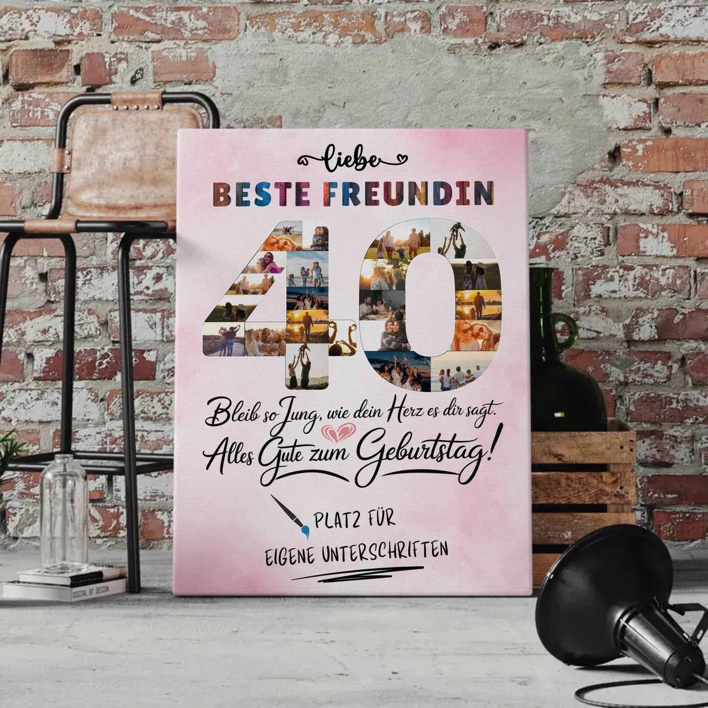 Personalisierte Fotoleinwand Beste Freundin 40 Geburtstag Fotos