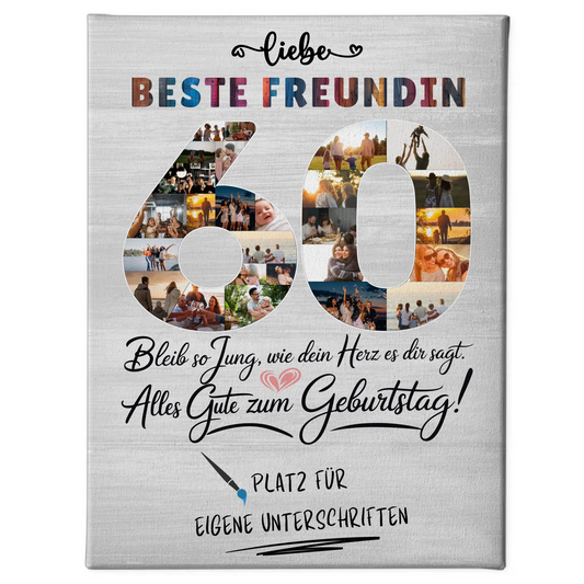 Personalisierte Fotoleinwand Beste Freundin 60 Geburtstag Fotos