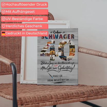 Personalisierte Fotoleinwand mit Unterschriften Schwager 40 Geburtstag Fotos