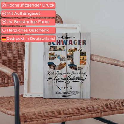 Personalisierte Fotoleinwand Schwager 50 Geburtstag mit Unterschriften