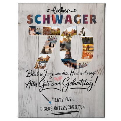 Personalisierte Fotoleinwand Schwager 70 Geburtstag mit Fotos