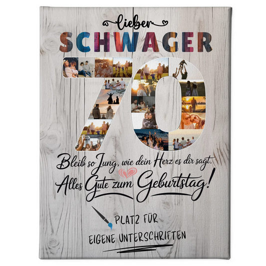 Personalisierte Fotoleinwand Schwager 70 Geburtstag mit Fotos