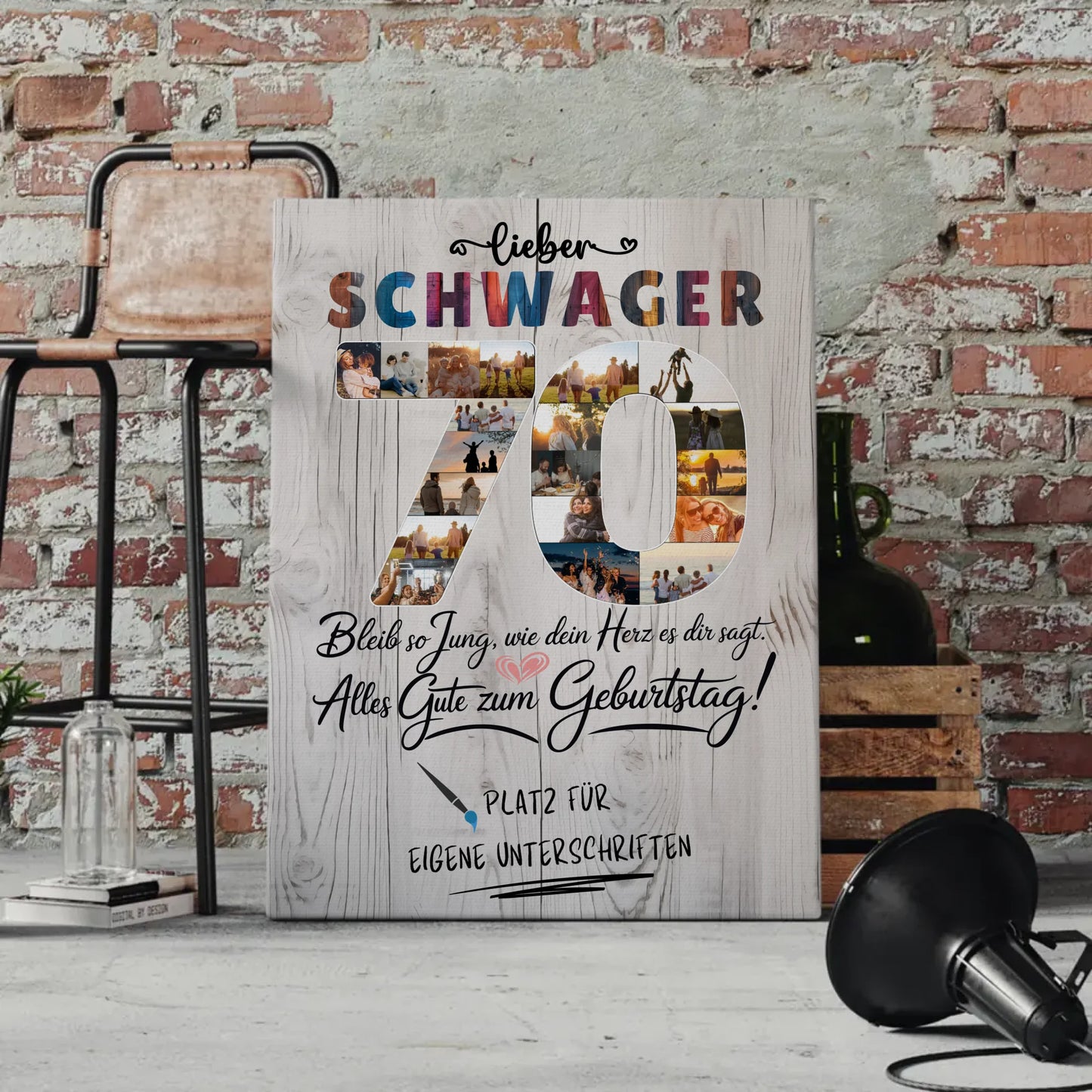 Personalisierte Fotoleinwand Schwager 70 Geburtstag mit Fotos