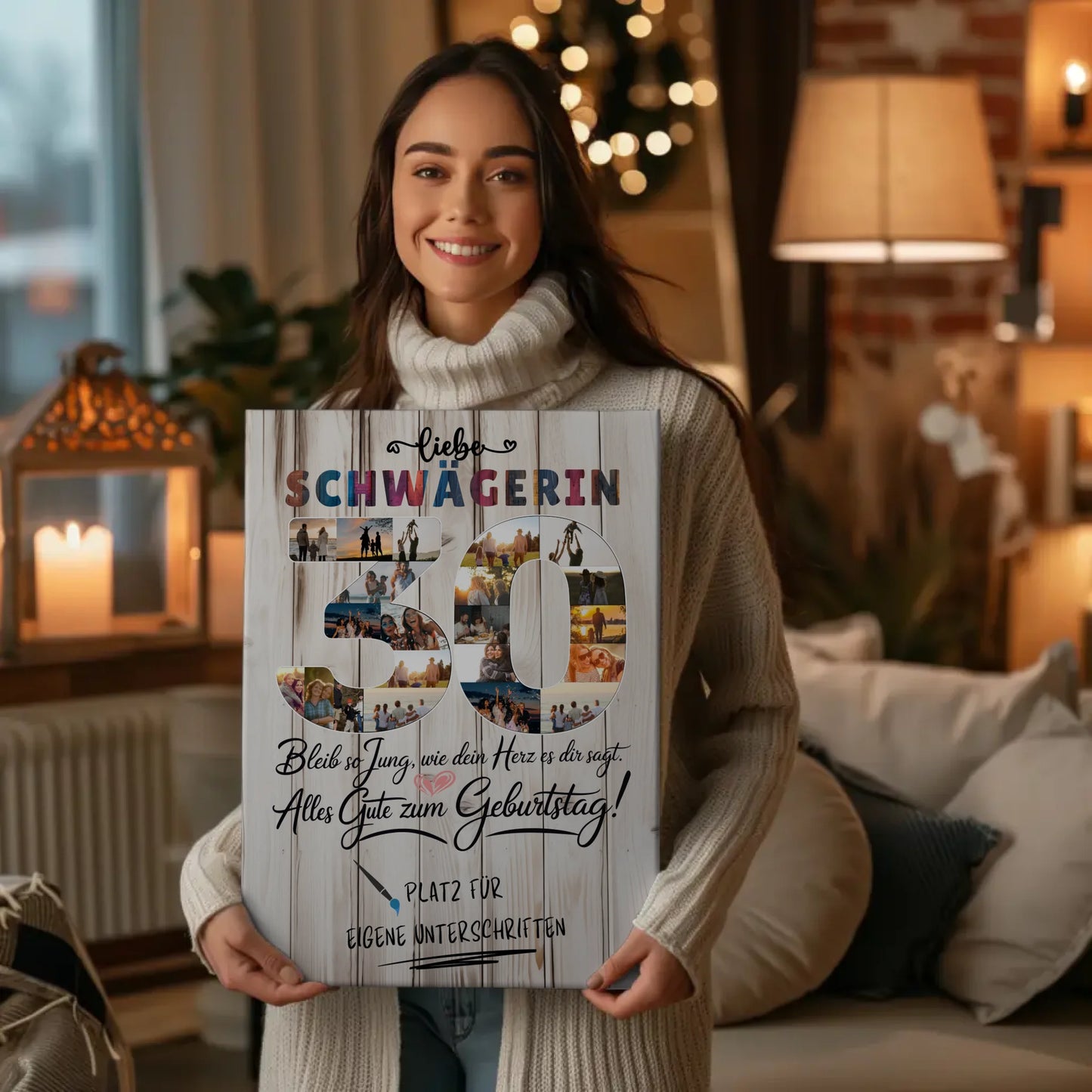 Personalisierte Fotoleinwand Schwägerin 30 Geburtstag Fotos Bleib Jung