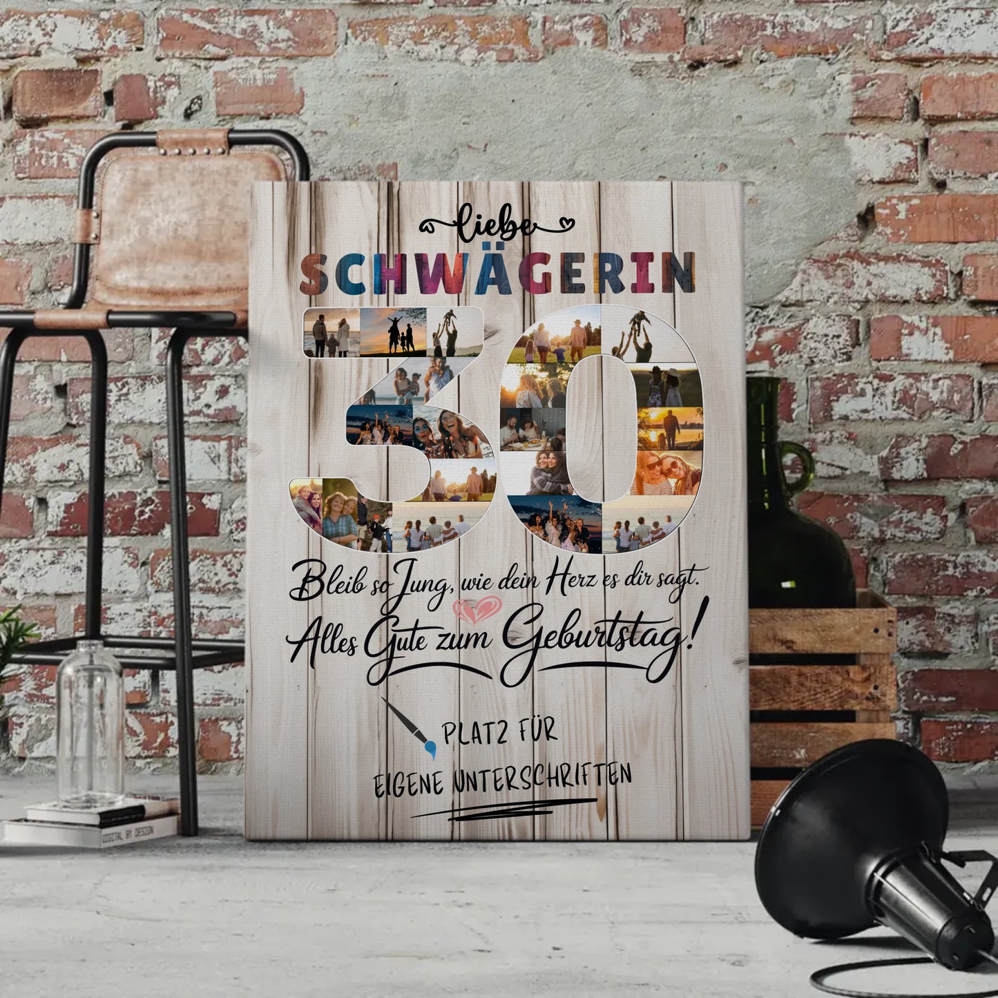 Personalisierte Fotoleinwand Schwägerin 30 Geburtstag Fotos Bleib Jung