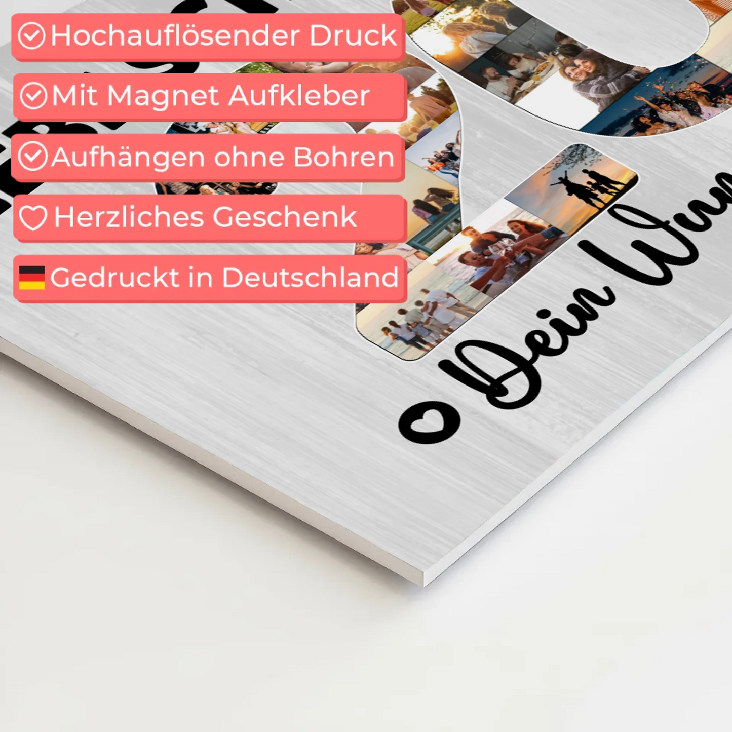 Fotoboard Magnet Poster mit Unterschriften 20 Geburtstag Schwester