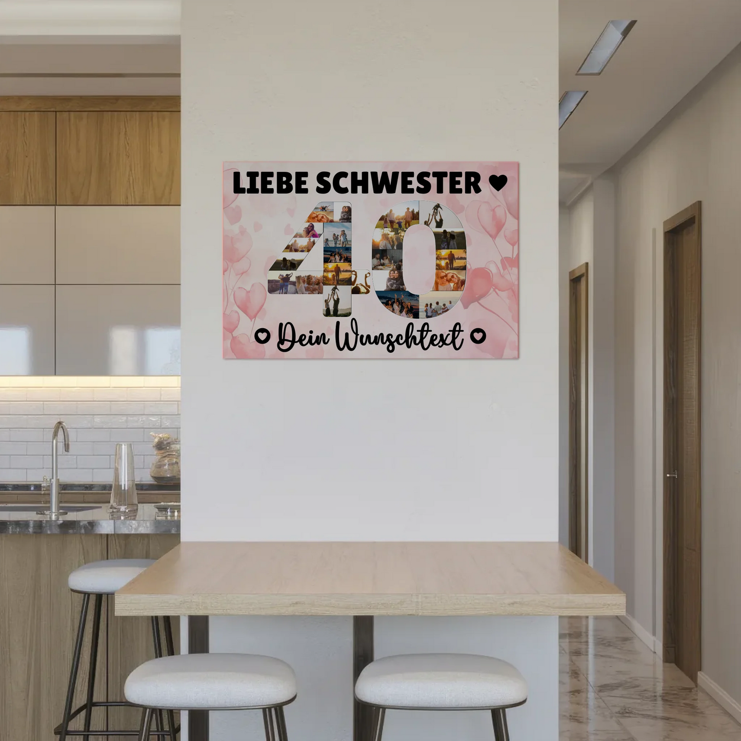 Magnetisches Fotoboard mit Unterschriften 40 Geburtstag Schwester