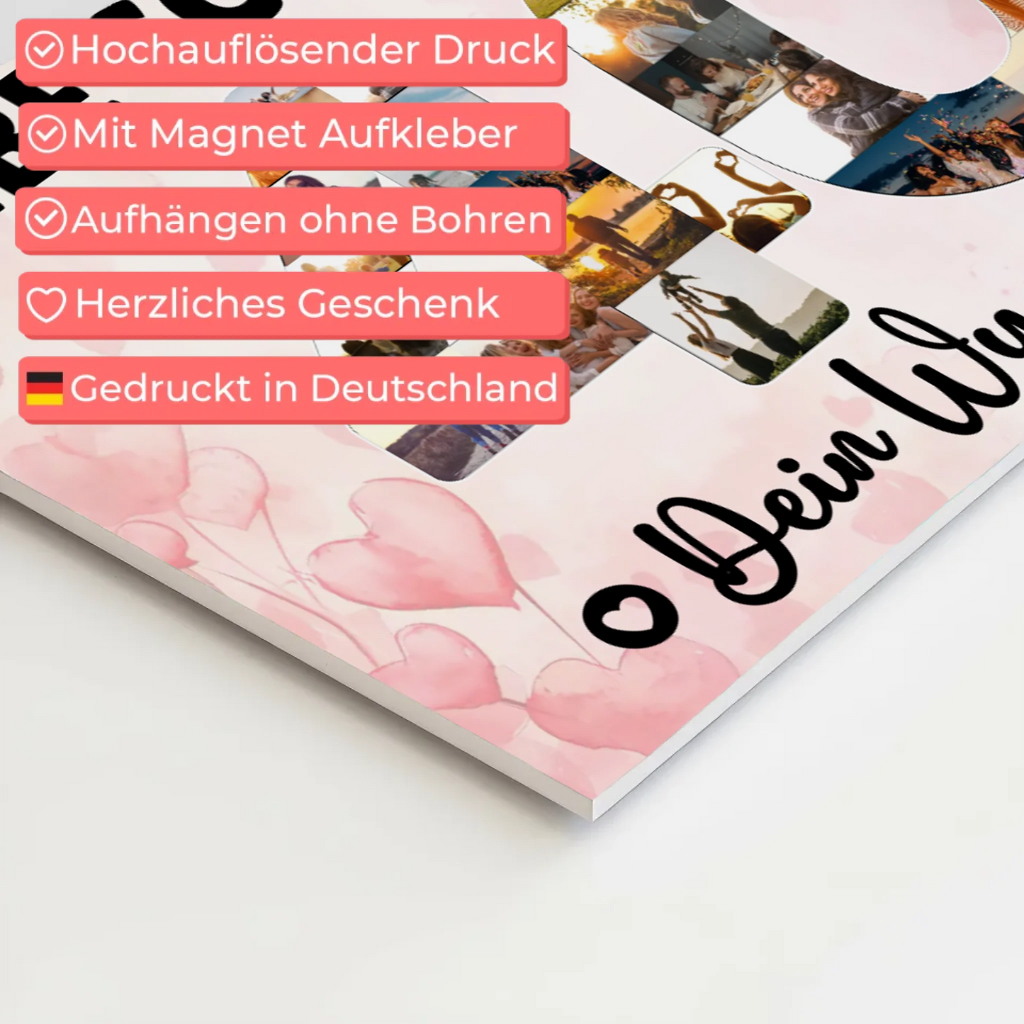 Magnetisches Fotoboard mit Unterschriften 40 Geburtstag Schwester