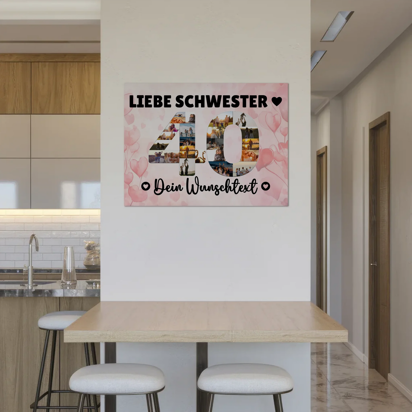 Magnetisches Fotoboard mit Unterschriften 40 Geburtstag Schwester