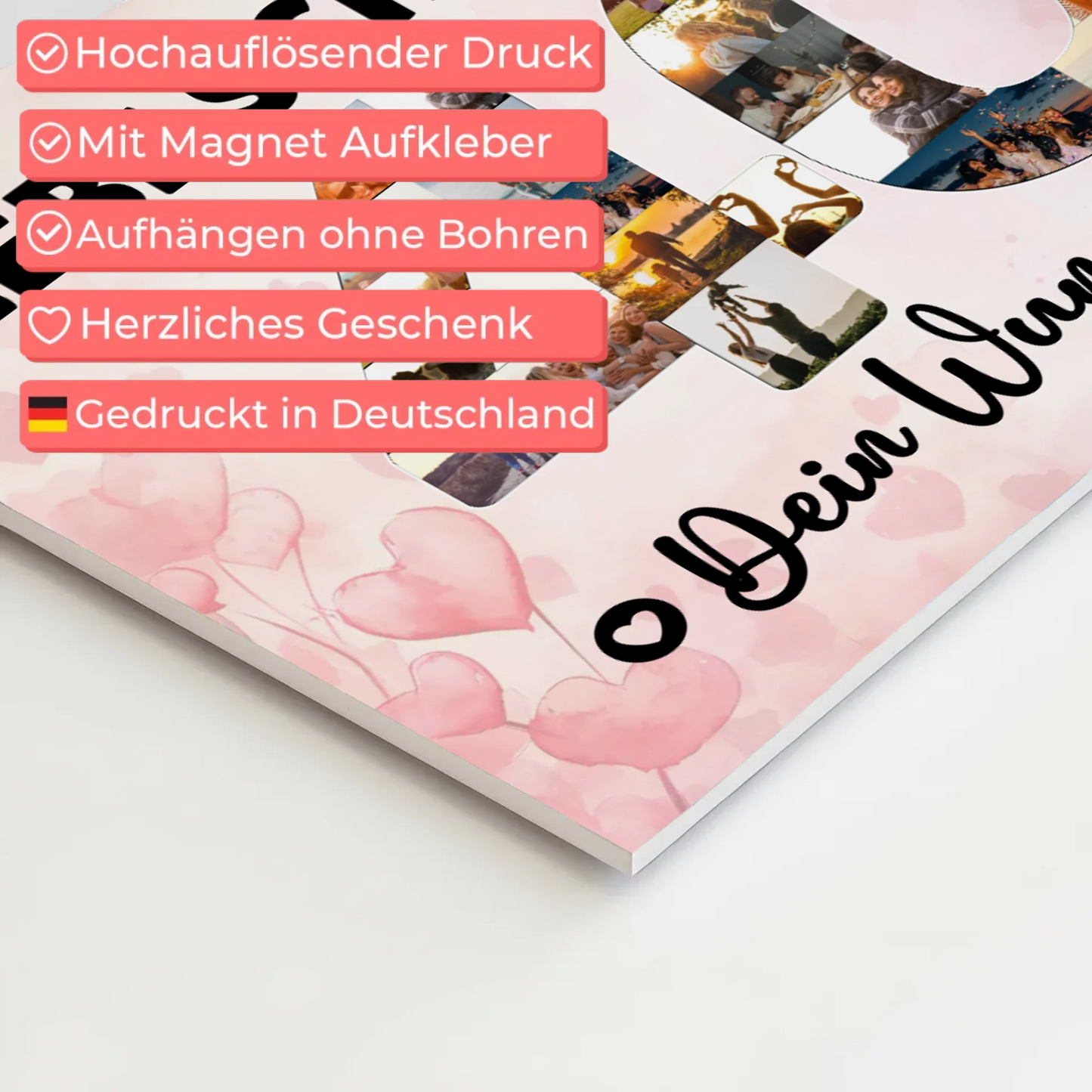 Magnetisches Fotoboard mit Unterschriften 40 Geburtstag Schwester