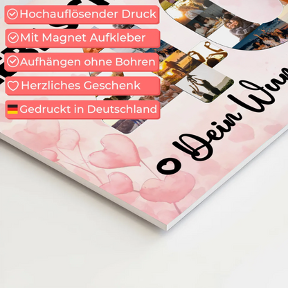 Magnetisches Fotoboard mit Unterschriften 40 Geburtstag Schwester