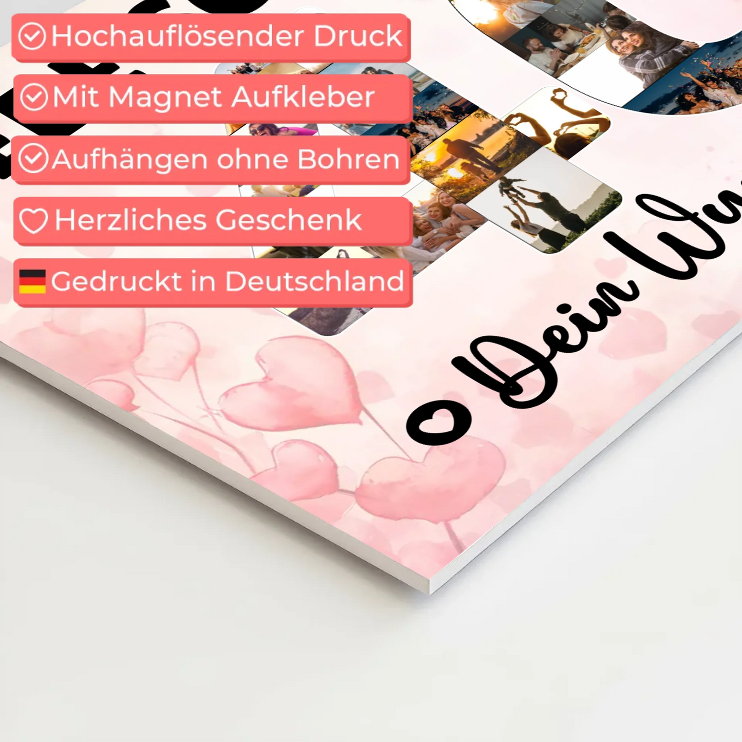 Magnetisches Fotoboard mit Unterschriften 40 Geburtstag Schwester