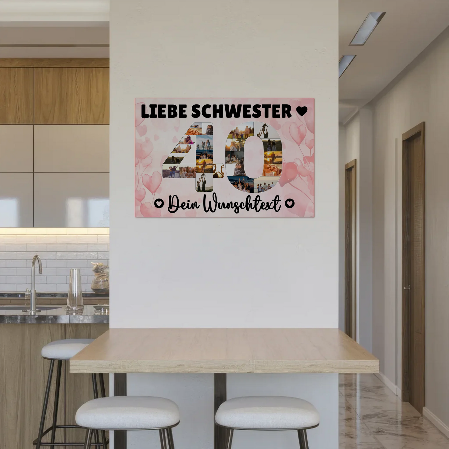 Magnetisches Fotoboard mit Unterschriften 40 Geburtstag Schwester