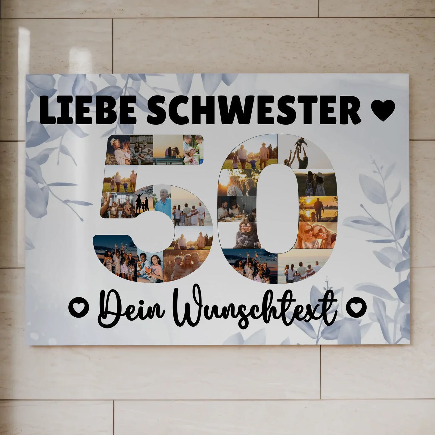 Magnet Poster mit Wunschtext 50 Geburtstag Schwester
