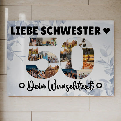 Magnet Poster mit Wunschtext 50 Geburtstag Schwester